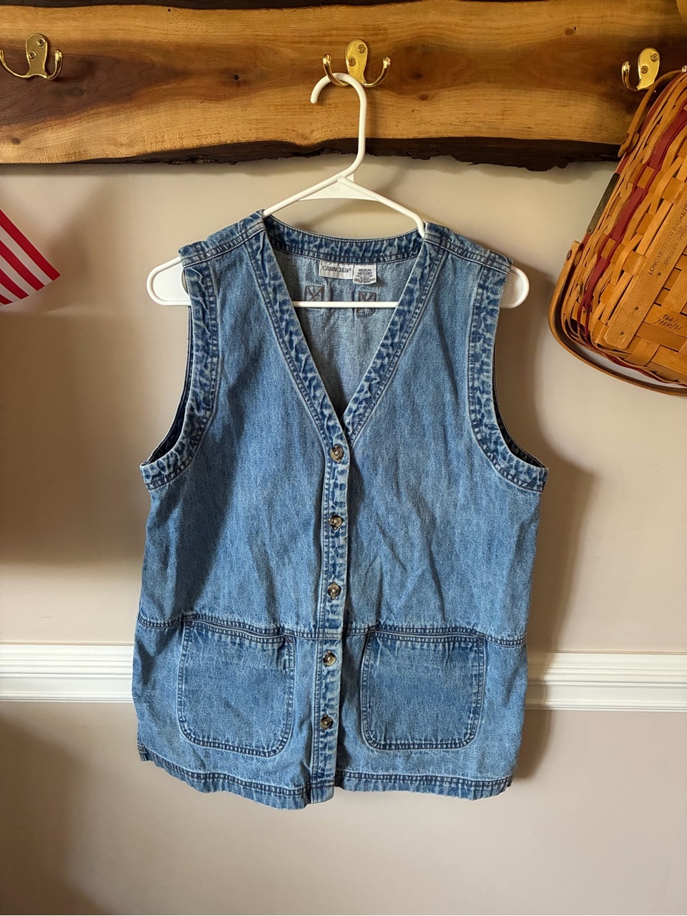 Vintage Cabin Creek Denim Utility Vest - Light Blue - M